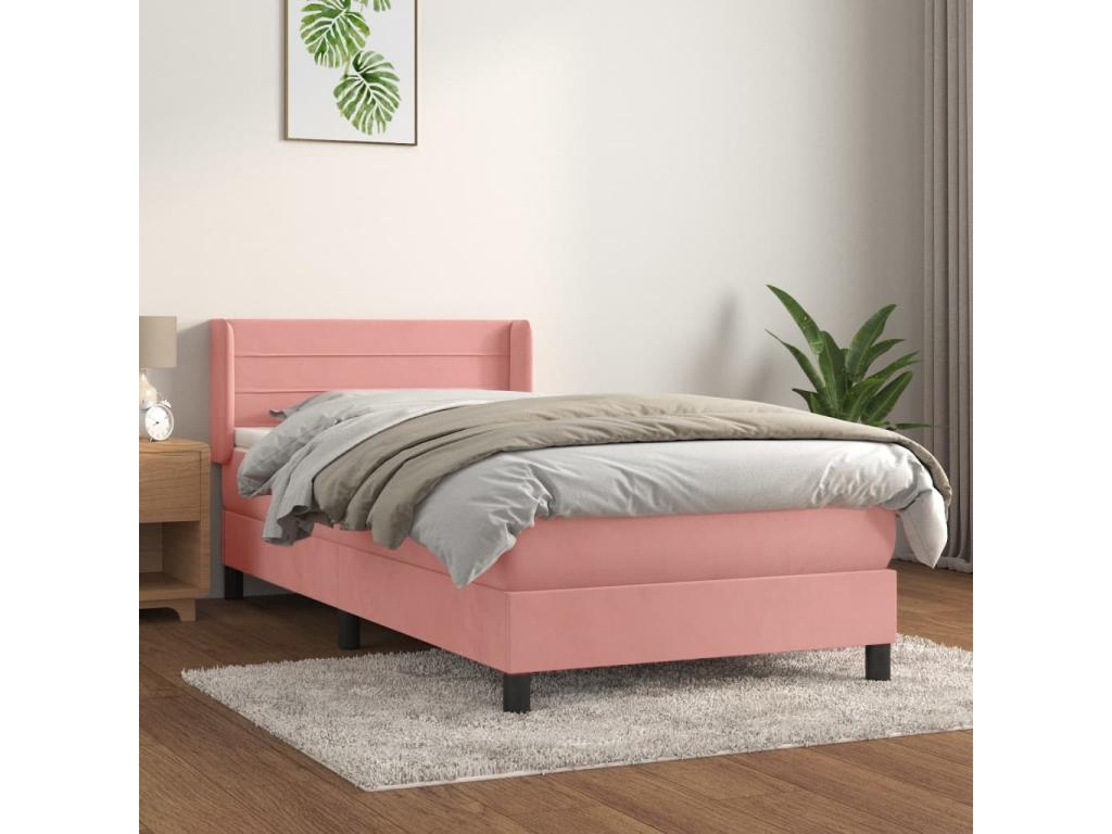 Lit à sommier tapissier avec matelas Rose 90x200 cm Velours UYYX10428