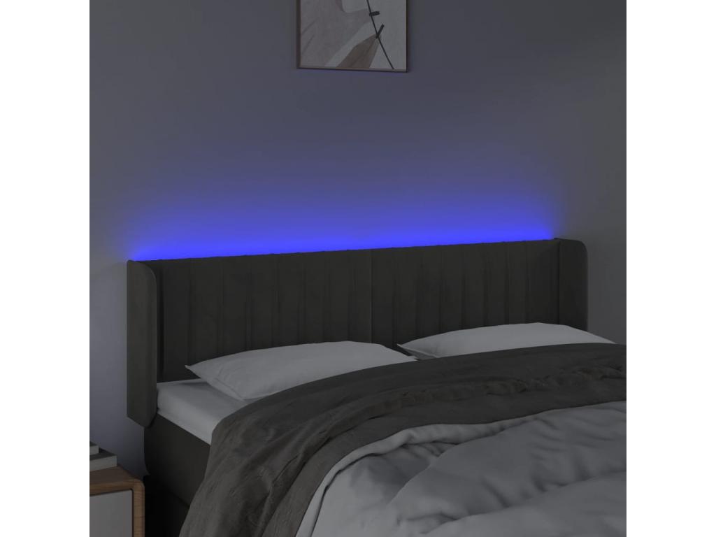 Tête de lit à LED Gris foncé 147x16x78/88 cm Velours PPHR99829