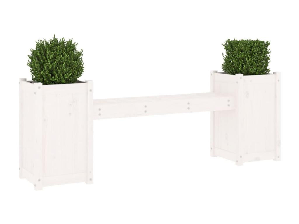 Banc avec jardinières blanc 180x36x63 Mobenze massif de pin BUZX24728