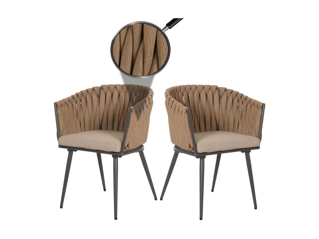 Chaise de salle à manger Boislis-N38 lot de 2 beige Coussin marron clair WQTK51386