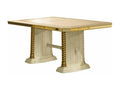 Table à manger rectangulaire extensible bois vernis laqué brillant beige et blanc Boislis 185 à 230cm TUNF69206