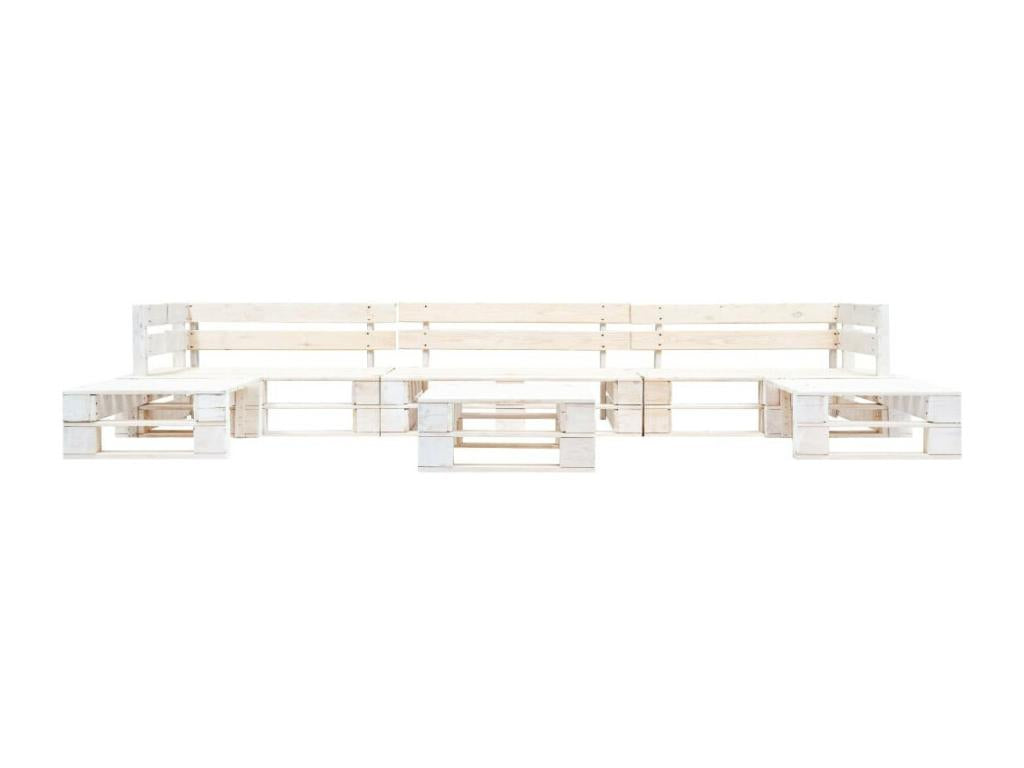 Salon de jardin palette 6 pcs Bois Blanc 11 GWII59809