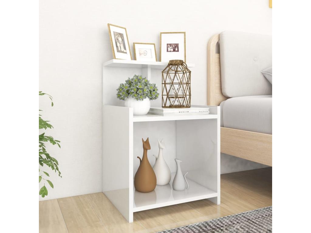 Table de chevet Blanc brillant 40x35x60 cm Aggloméré UQYZ94383