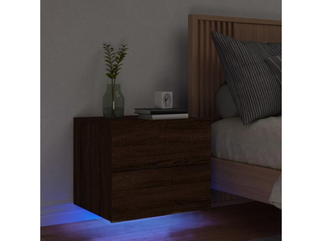 Table de chevet murale avec Boislisères LED chêne marron WVLK58591