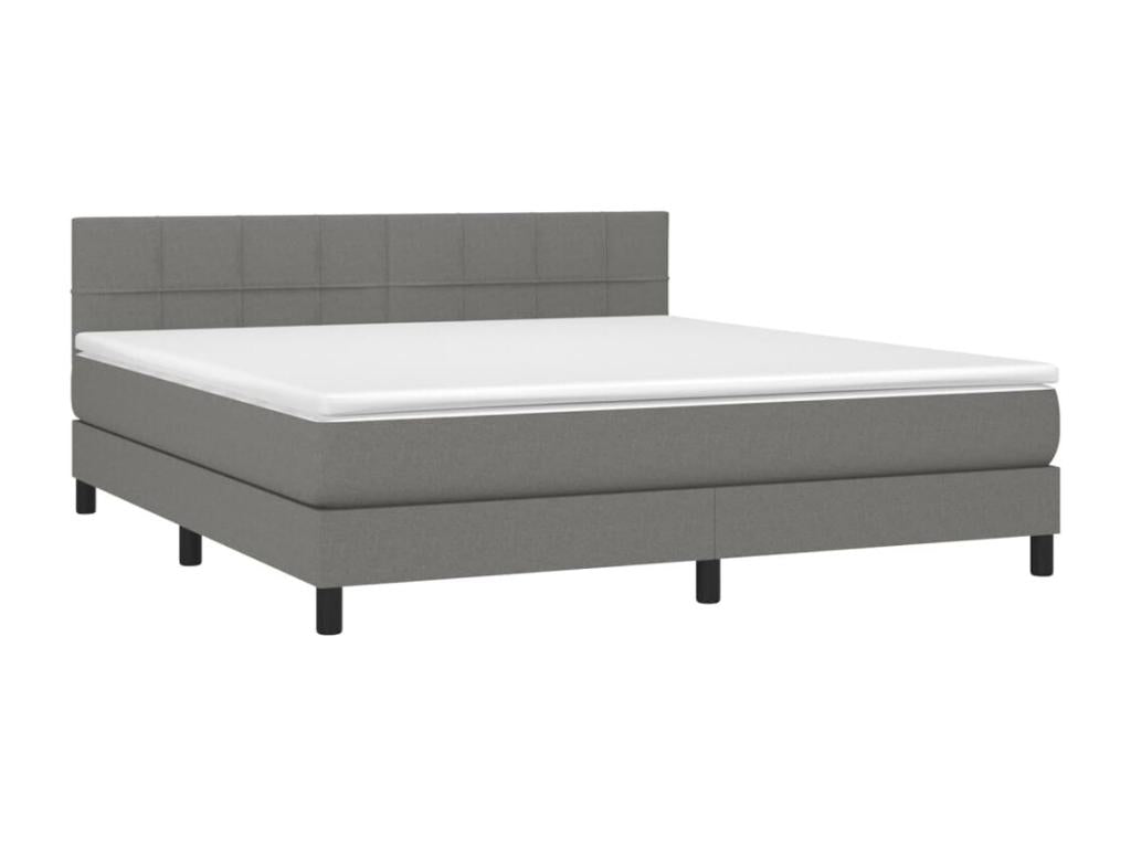Lit à sommier tapissier avec matelas Gris foncé 160x200cm Tissu WASN14932