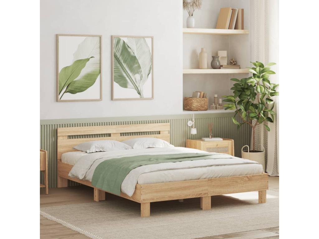 Cadre de lit avec tête de lit chêne Mobenze 150x200 cm EJKF15232