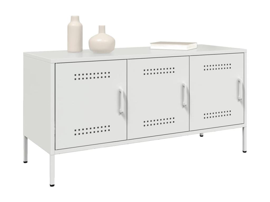 Meuble TV blanc 100,5x39x50,5 cm acier FBMU87577