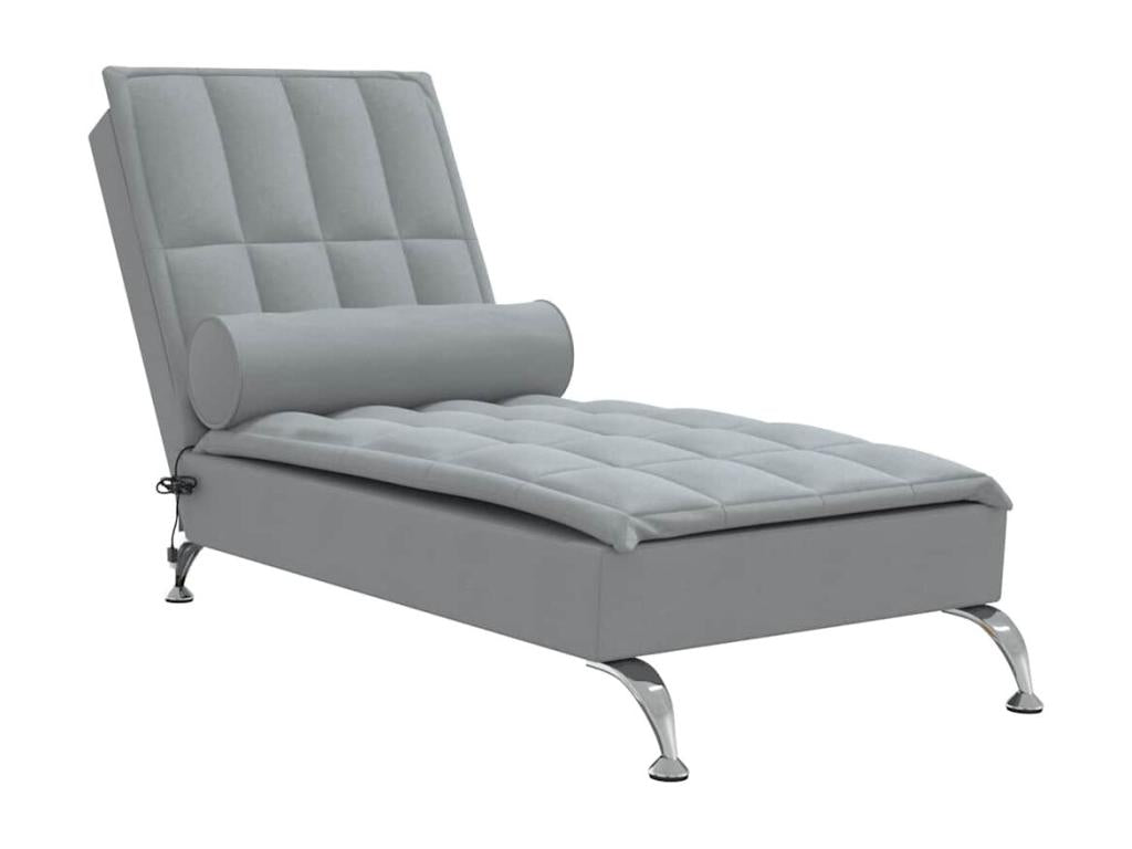 Chaise longue de massage avec traversin gris clair tissu SDRH50029