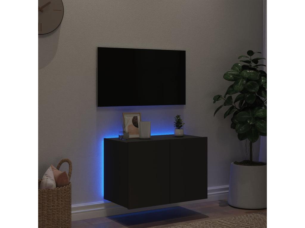 Meuble TV mural avec Boislisères LED noir 60x35x41 cm TGSU81844