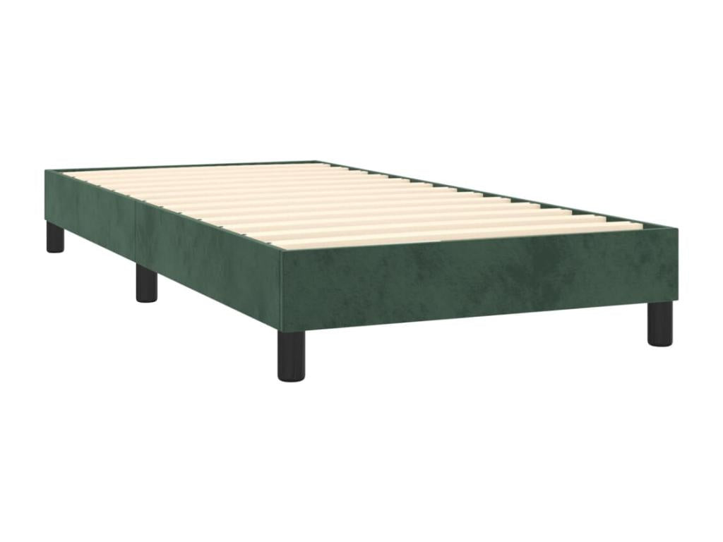 Sommier tapissier et matelas et LED Vert foncé 90x190cm Velours PWBO40175