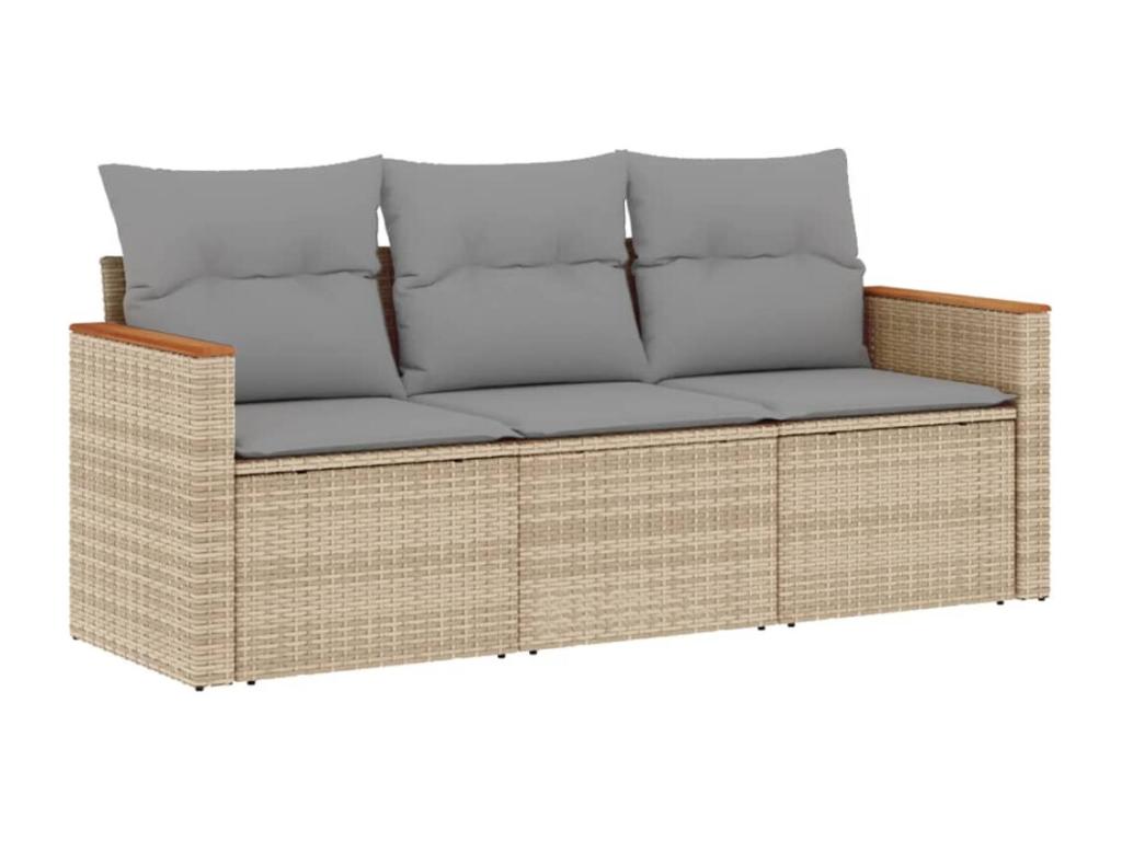 Salon de jardin avec coussins 3pcs méBoislis beige résine tressée FNTF92837