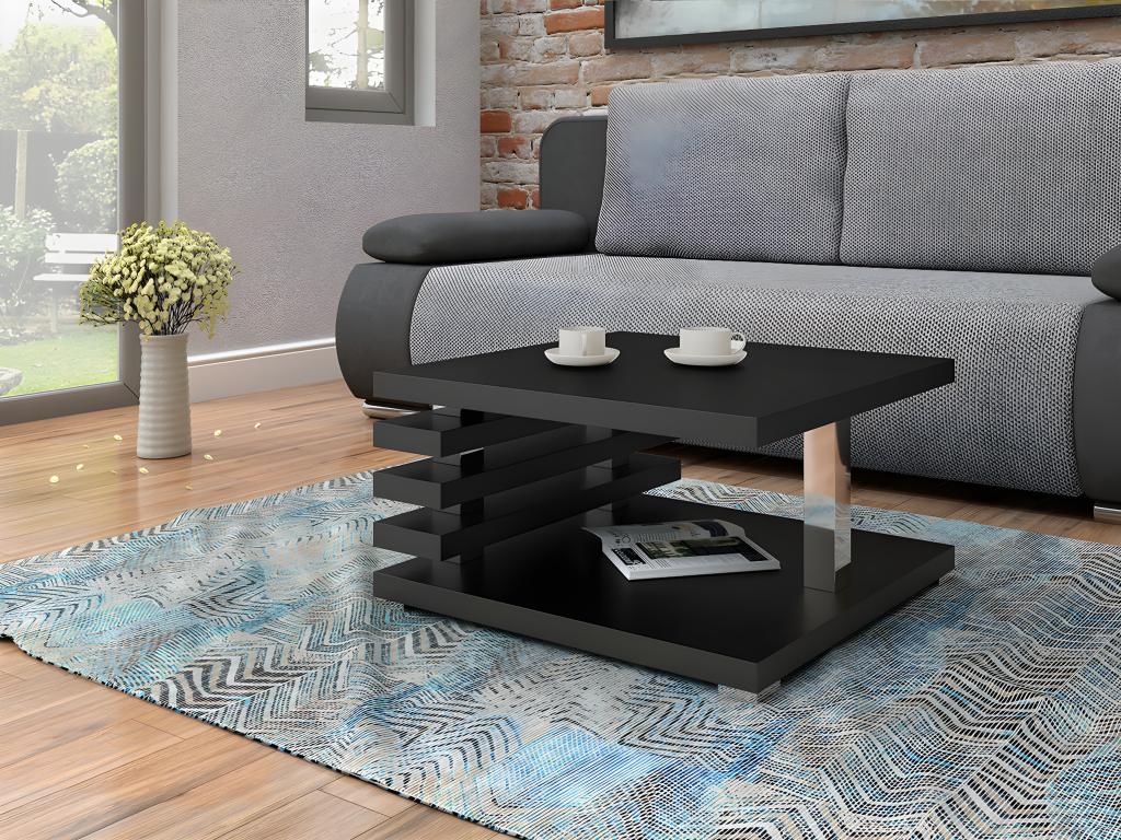 Table basse Mobenze 122 Noir mat 31x60x60cm Stratifié Angulaire EDNR06454