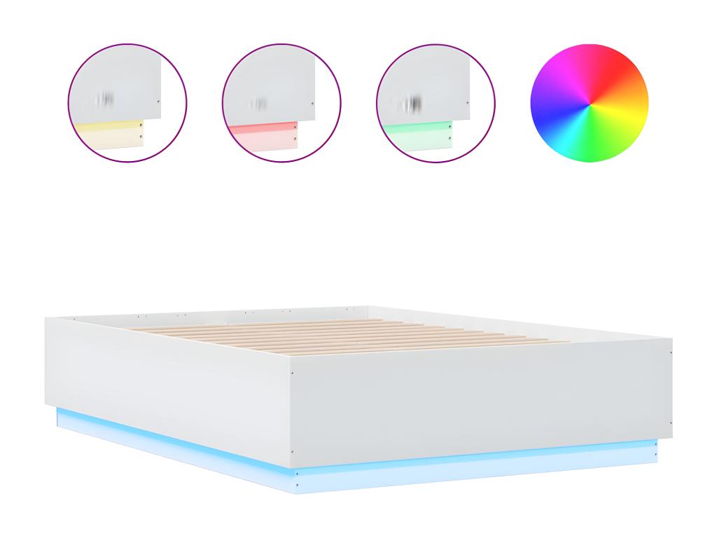 Cadre de lit avec LED sans matelas blanc 120x190 cm EFBI03710