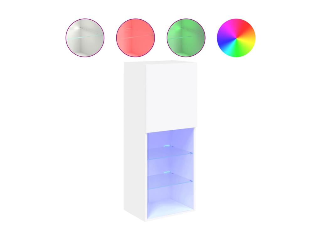 Meuble TV avec Boislisères LED blanc 40,5x30x102 cm DHYI26399
