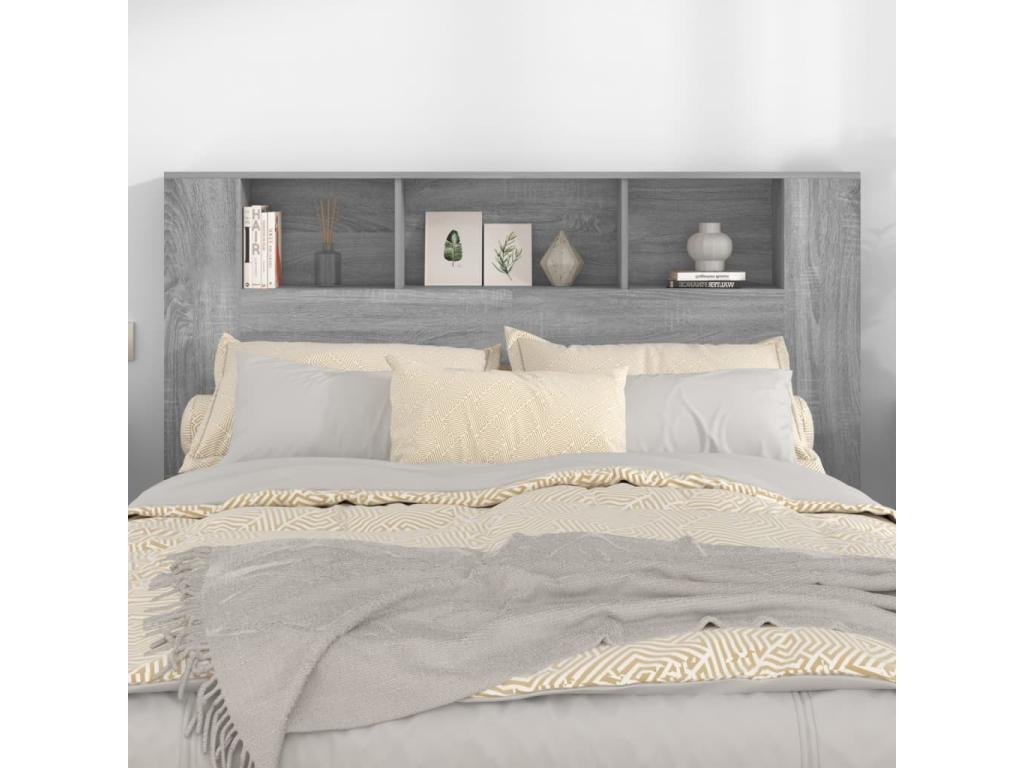 Armoire de tête de lit Boislis gris 160x18.5x104.5 cm YKPG27713