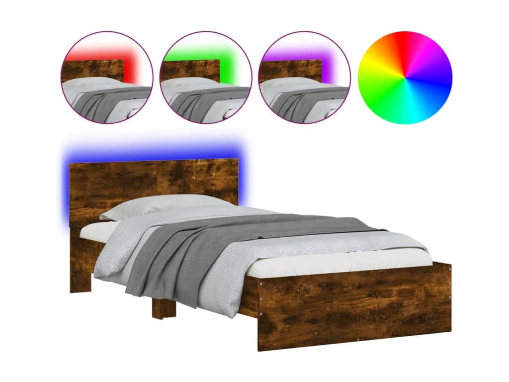 Cadre de lit sans matelas avec Boislisères LED 100x200 cm IMFR88737