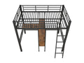 Lit en mezzanine 90x200 cm sans matelas lit avec bureau plusieurs étagères rails échelle Noir BHNP35977