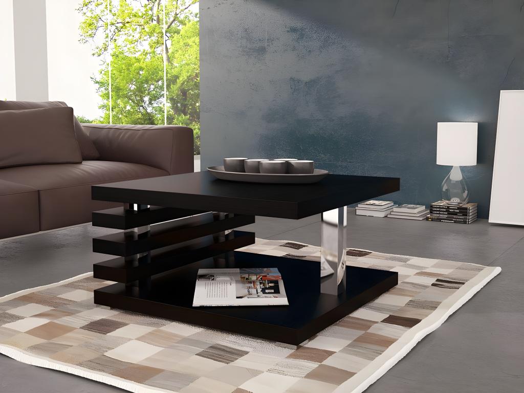 Table basse Mobenze 122 Noir mat 31x60x60cm Stratifié Angulaire EDNR06454