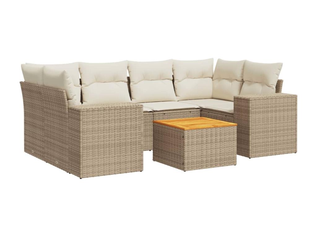 Salon de jardin avec coussins 7 pièces beige résine tressée SONM48004