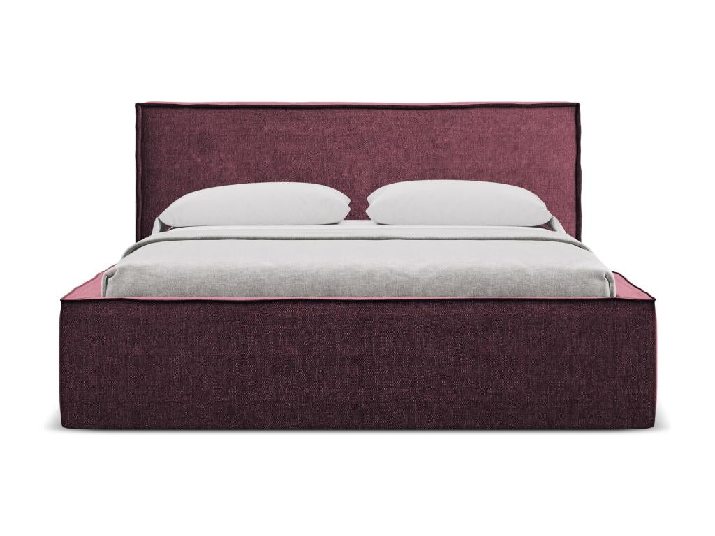 Lit coffre en tissu chenille 160x200 - bordeaux - Boislis TUBZ01593