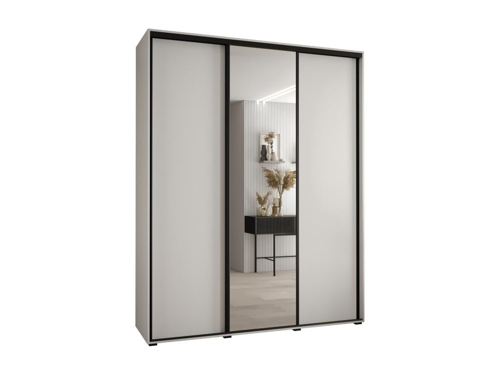 ARMOIRE Boislis 3 À PORTES COULISSANTES 235.2/190/60 3 portes Blanc/Blanc/Noir UNNP44085