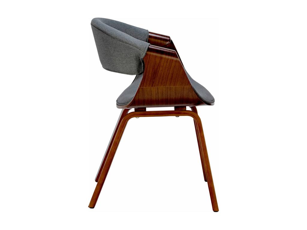 Lot de 2 chaise salle à manger - Tissu / Bois - Noyer / Gris - Boislis XSVI13212