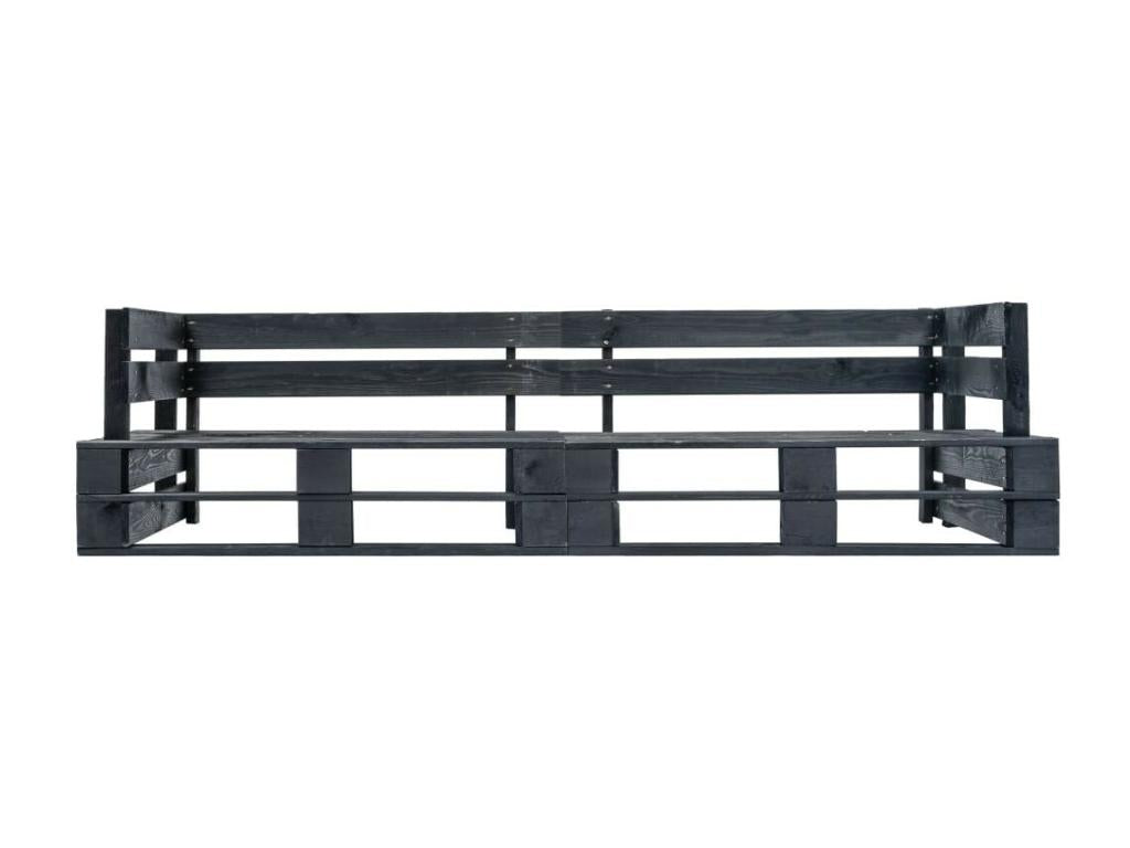 Canapé palette à 2 places de jardin Noir Bois JJNJ65754