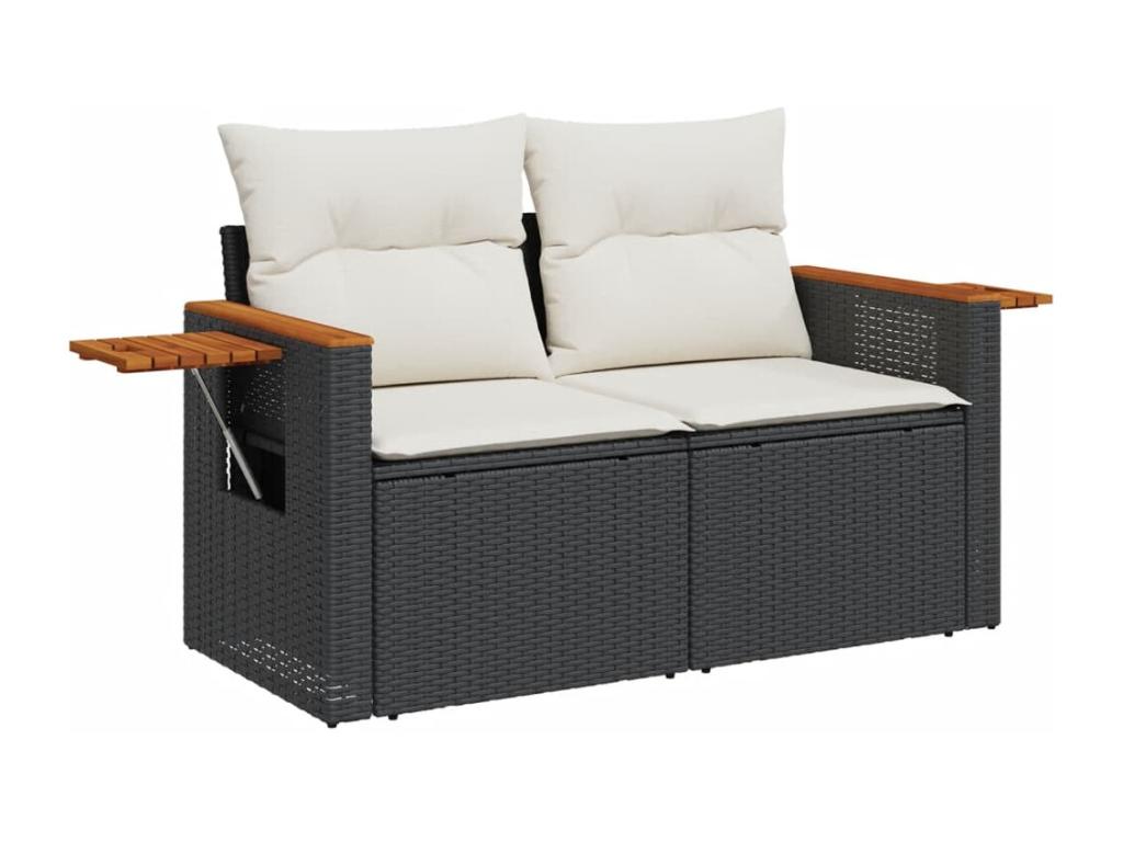 Salon de jardin 5 pcs avec coussins noir résine tressée KUBD49543