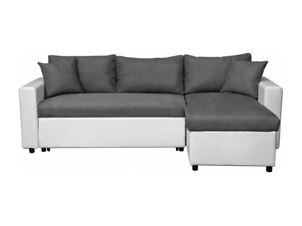 Canapé d'angle 4 places Convertible et Réversible Boislis en simili/microfibre - Blanc/Gris - L227 x P146 x H81cm - Boislis QPCL50993