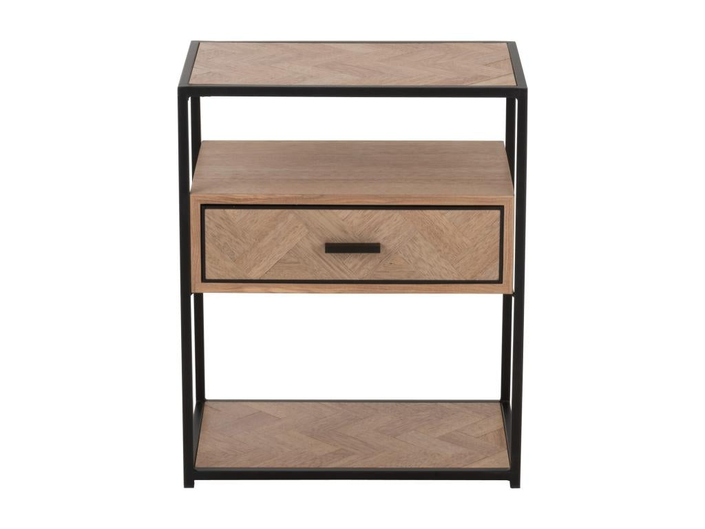 Table d'Appoint 1 Tiroir Boislis 61cm Naturel / Noir AAPB14700
