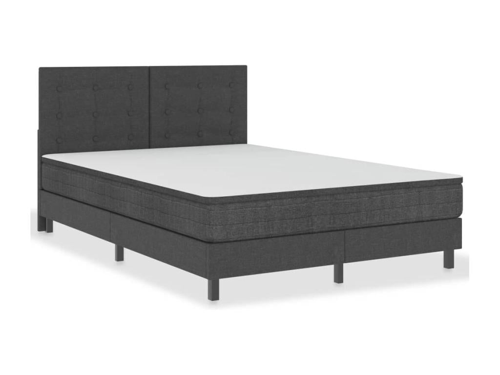 Sommier tapissier Gris foncé Tissu 140x200 cm PKLF83826