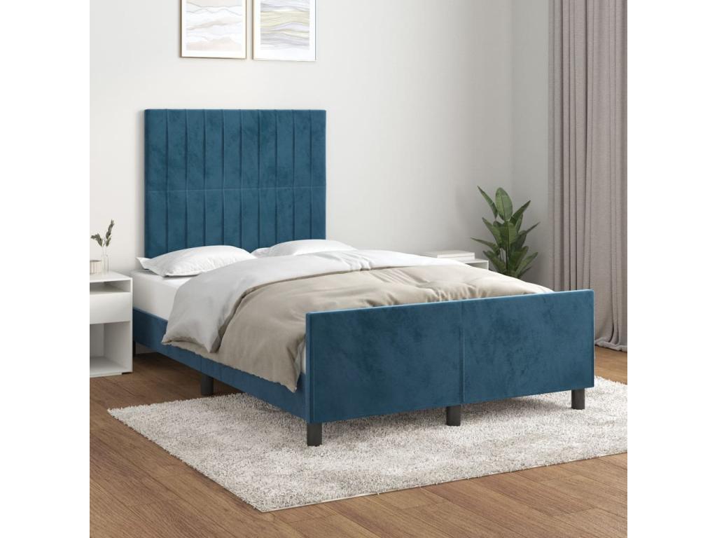 Cadre de lit sans matelas bleu foncé 120x200 cm velours CNCE05522