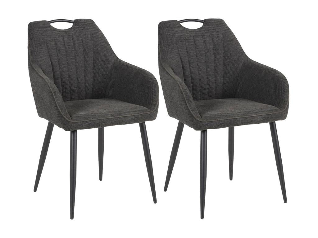 Boislis - Lot de 2 Fauteuils de Table Tissu Boislis Polyester et Liseré Gris Foncé ESEG30225
