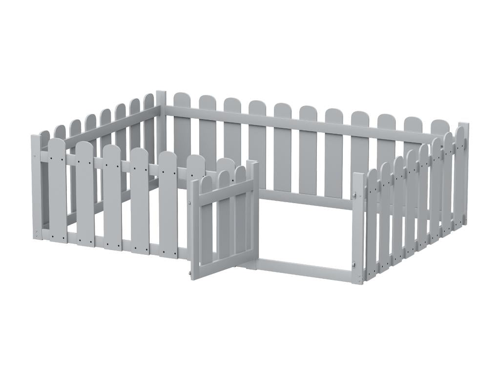 Lit enfant 140x200 cm cadre de lit en bois avec bordure et porte gris sans sommier LHEO63802