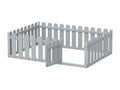 Lit enfant 140x200 cm cadre de lit en bois avec bordure et porte gris sans sommier LHEO63802
