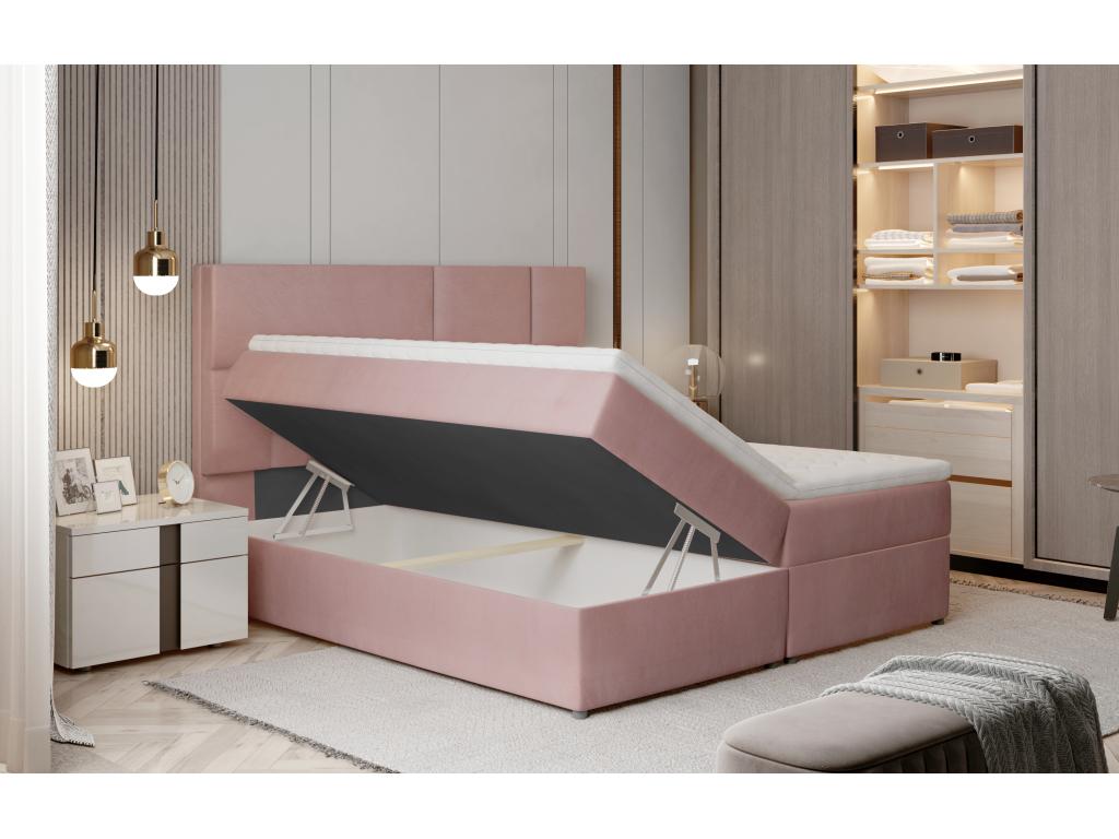 Lit à ressort Boislis Boislis S 140x200 /Tissu-Rose TULR44375