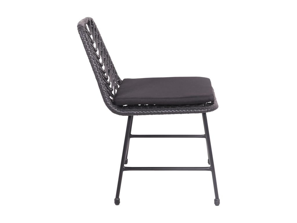 Lot de 2 chaises en rotin synthétique noires avec coussins Boislis GMCM53053