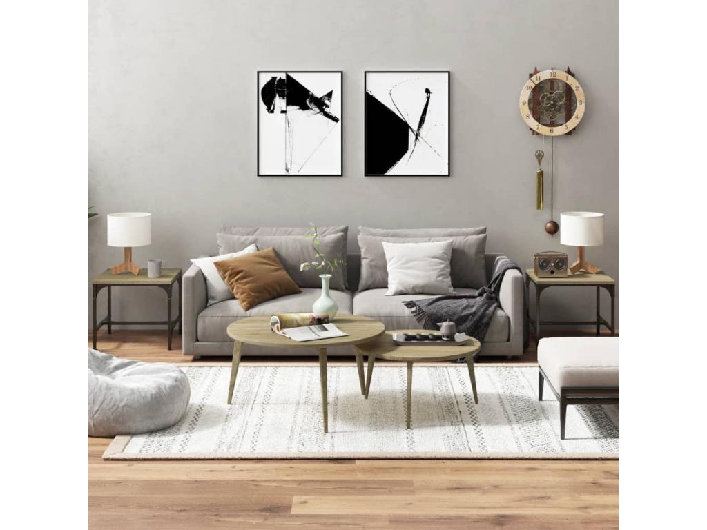 Tables d'appoint 2 pièces Chêne Boislis 40x40x35 cm Bois ingénierie UCFE86335