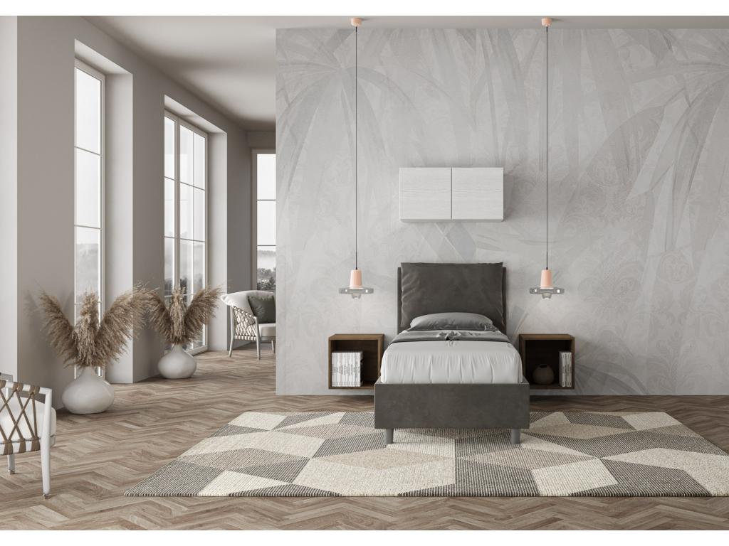 Lit microfibre gris Boislis avec sommier rembourré 80x200 SUVX74014