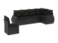 Salon de jardin 6 pcs avec coussins noir résine tressée WMQA97800