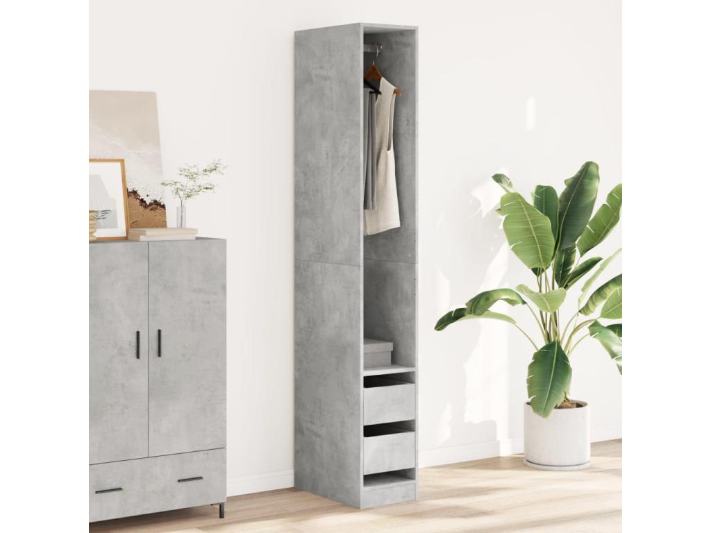 Garde-robe gris béton 30x50x200 cm bois d'ingénierie QZQA04685