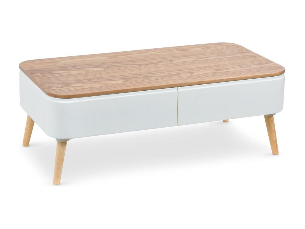 Table basse naturel et blanc Boislis QWUQ12768
