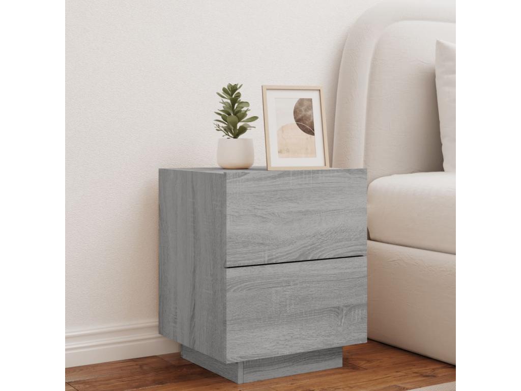 Armoire de chevet et Boislisères LED Boislis gris bois d'ingénierie NPML51894