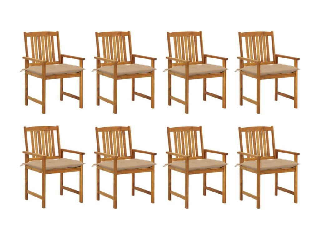 Chaises de jardin avec coussins 8 pièces Bois d'Boislis solide GIWJ97473