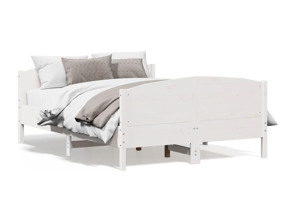 Cadre de lit avec tête de lit blanc 150x200 cm bois pin massif GYDA14679