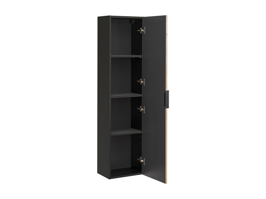 Ensemble meuble simple vasque 80cm colonne et 3 armoires murales Boislis Bois et Noir - Vasque Noir DVYW55428