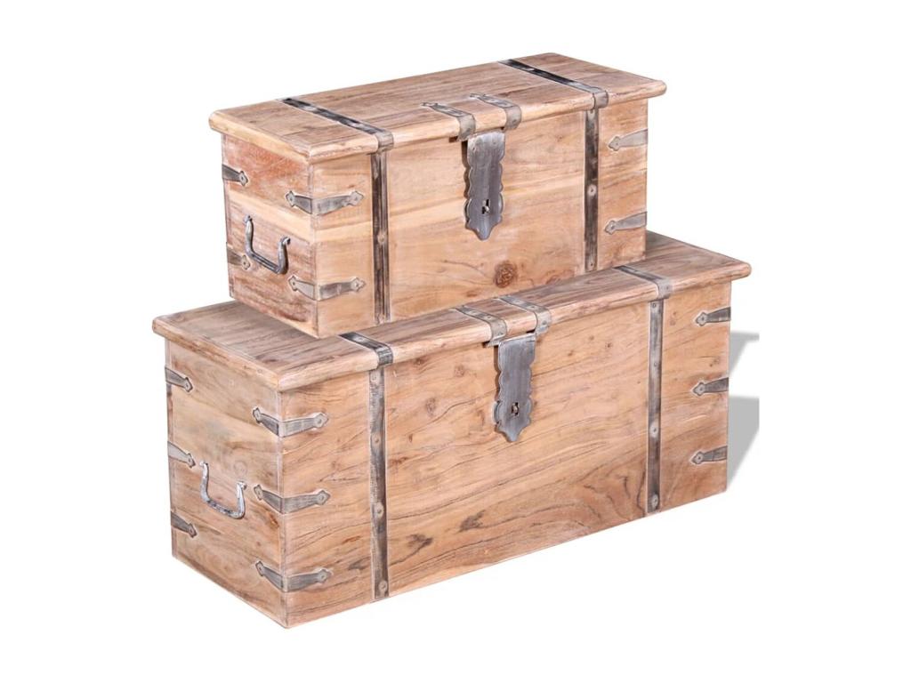 Ensemble de deux coffres de rangement Bois d'Boislis VQOE51306