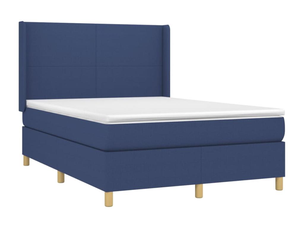 Sommier tapissier avec matelas et LED Bleu 140x200 cm Tissu TDVB00225