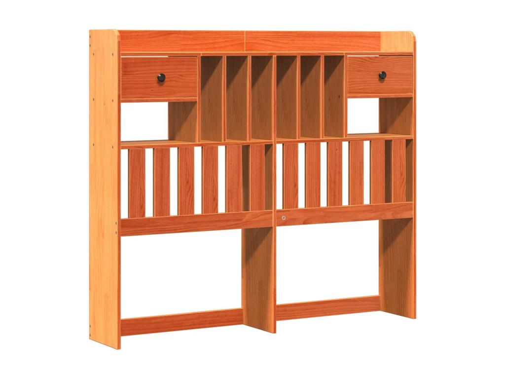 Lit bibliothèque sans matelas cire marron 120x190cm pin massif ROMK37796