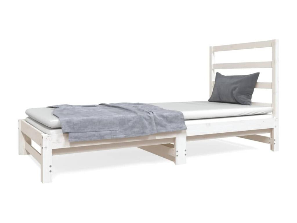 Lit coulissant sans matelas blanc 2x 90x190 cm RJLU92279